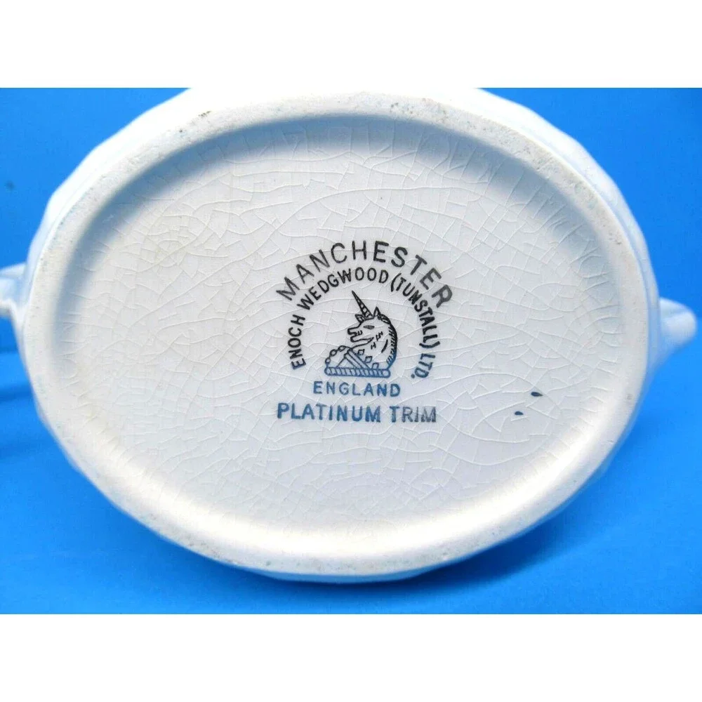 Enoch Wedgwood Manchester Covered Sugar Dish and Creamer